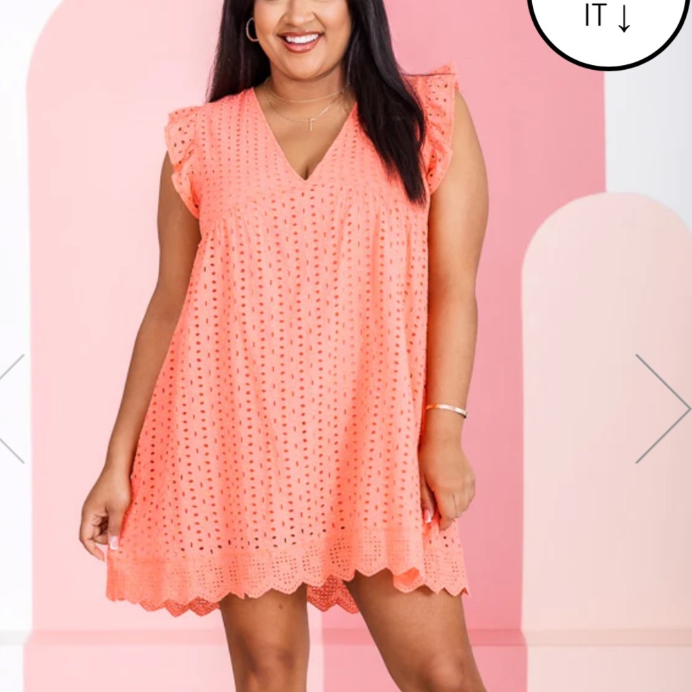 CORAL V-NECK LACE DRESS ROMPER